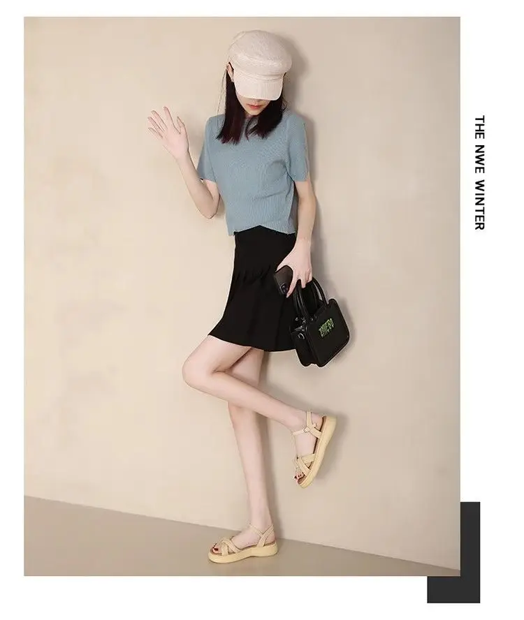 Flat Soft Bottom Beach Shoes with One-character Buckle 2023 Summer New Cross Strap Internet Celebrated Student Sandals Women's Roman Shoes — feature 18