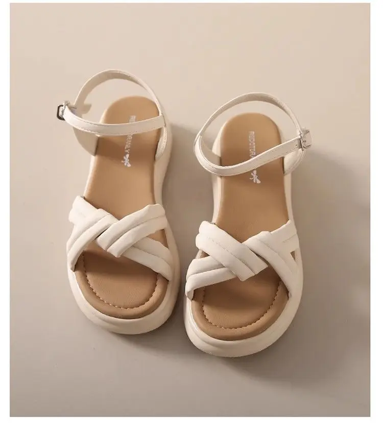 Flat Soft Bottom Beach Shoes with One-character Buckle 2023 Summer New Cross Strap Internet Celebrated Student Sandals Women's Roman Shoes — feature 23