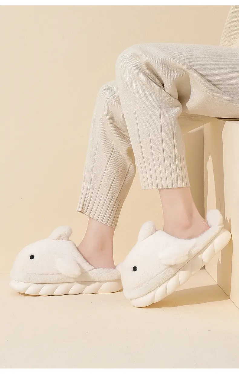 Whale cotton slippers women winter cute cartoon thick bottom home men's plush warm plush slippers men's wholesale — feature 16