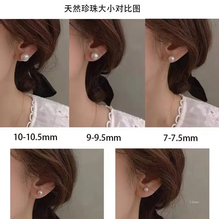 Natural Freshwater Pearl Earrings 925 Silver Women - Image 2