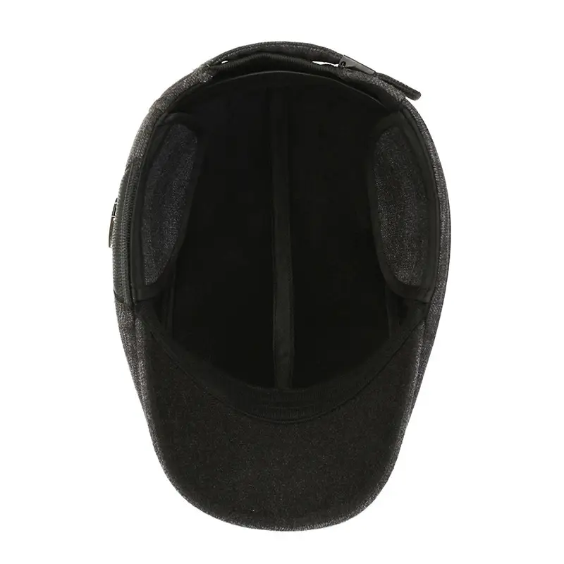 Men's Grey Plaid Winter Ear Protection Hat - Image 5