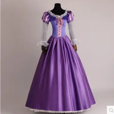 Adult Snow White Belle Anna Rapunzel Princess Le Pei Princess Purple Long Dress Rapunzel Performance Dress