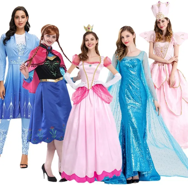 Adult Snow White Belle Anna Rapunzel Princess Le Pei Princess Purple Long Dress Rapunzel Performance Dress