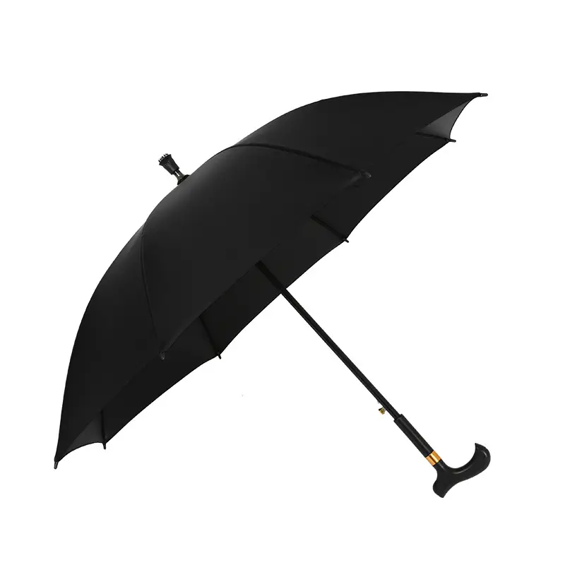 23 Inch Automatic Black Bone Crutch Umbrella - Image 9