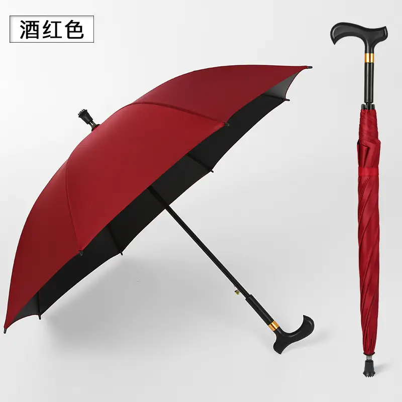 23 Inch Automatic Black Bone Crutch Umbrella - Image 2