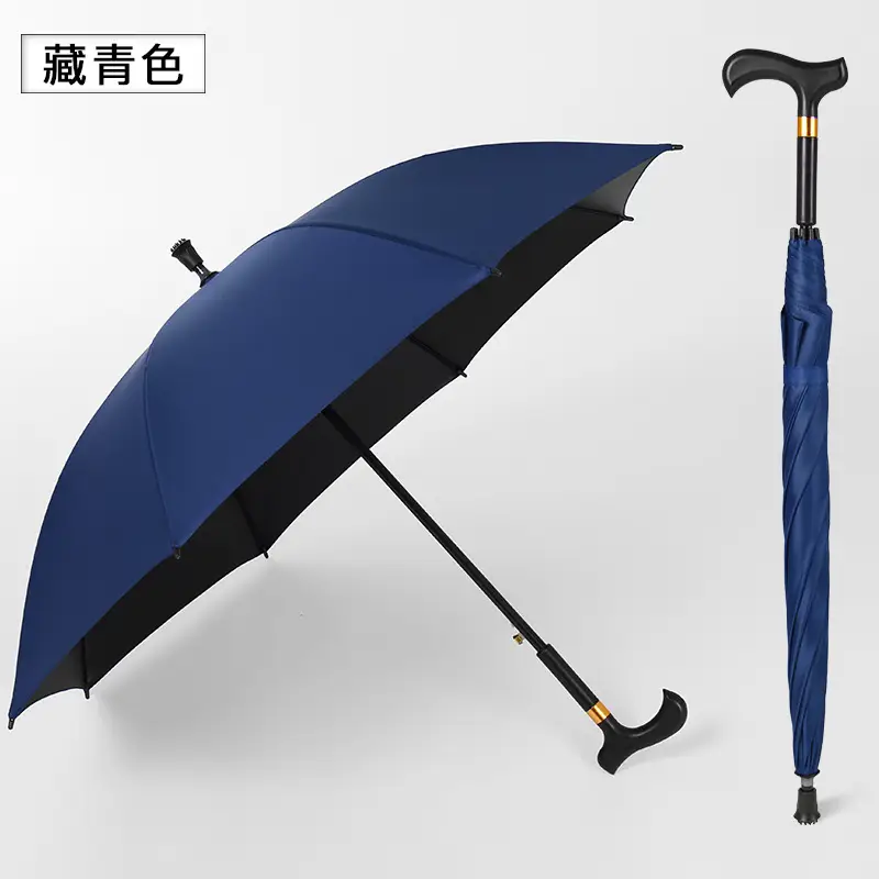 23 Inch Automatic Black Bone Crutch Umbrella - Image 3