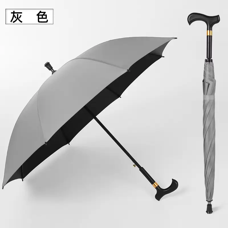 23 Inch Automatic Black Bone Crutch Umbrella - Image 4