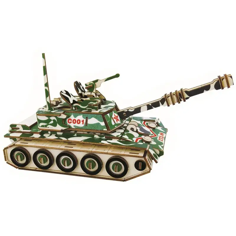 Boys Wooden Military Tank Puzzle Toy for Kids - Image 85