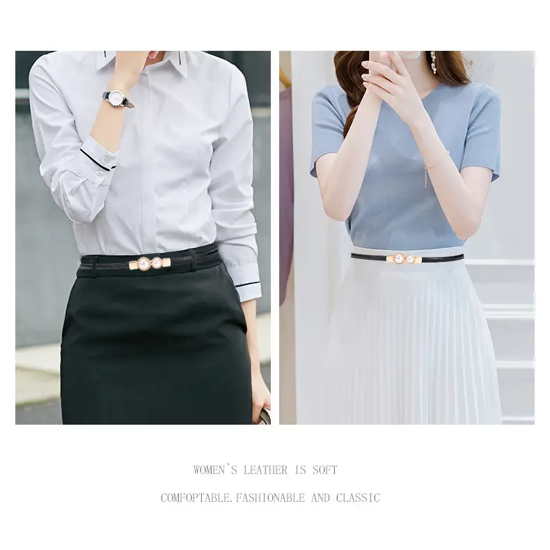 Women's Pearl Belt Slimming Waist Dress - Image 3