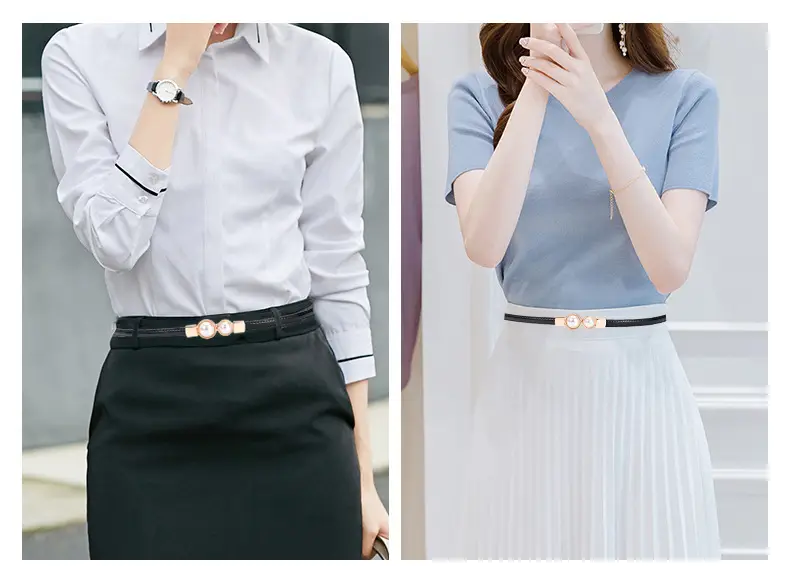 Women's Pearl Belt Slimming Waist Dress — feature 3