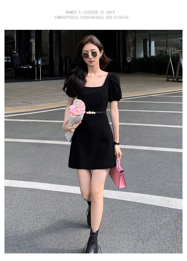 Women's Pearl Belt Slimming Waist Dress — feature 4