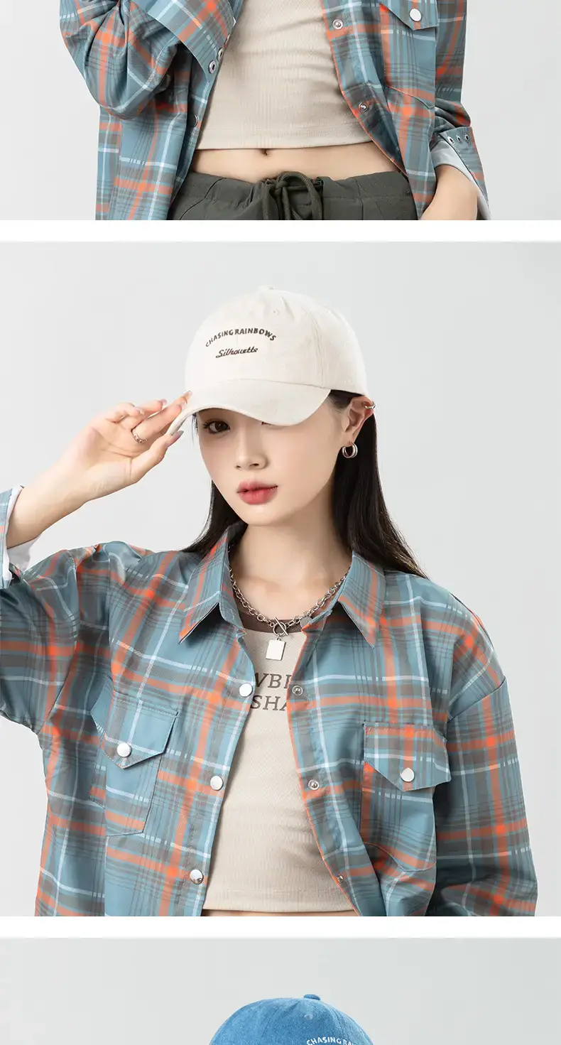 Women's Blue Embroidered Baseball Cap with Retro Letters — feature 10