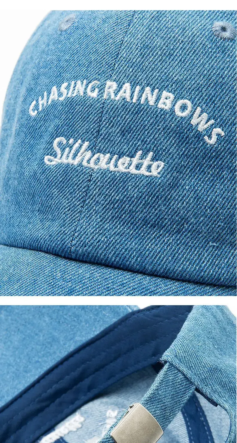 Women's Blue Embroidered Baseball Cap with Retro Letters — feature 17