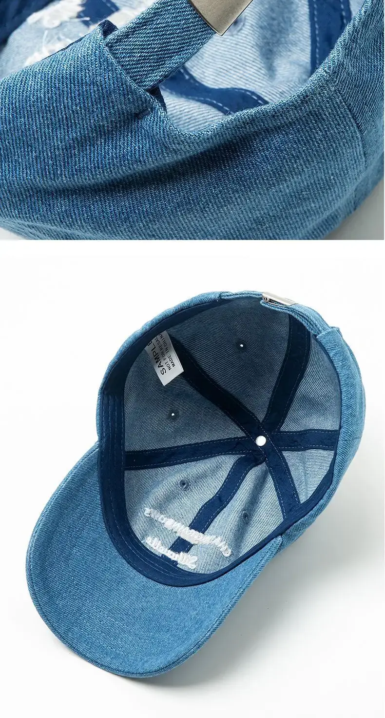 Women's Blue Embroidered Baseball Cap with Retro Letters — feature 18