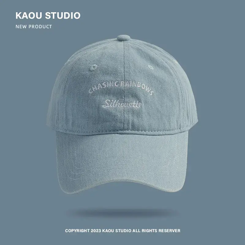 Women's Blue Embroidered Baseball Cap with Retro Letters - Image 2