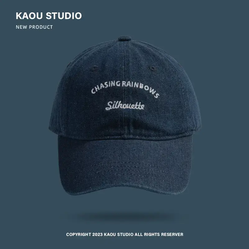 Women's Blue Embroidered Baseball Cap with Retro Letters - Image 3