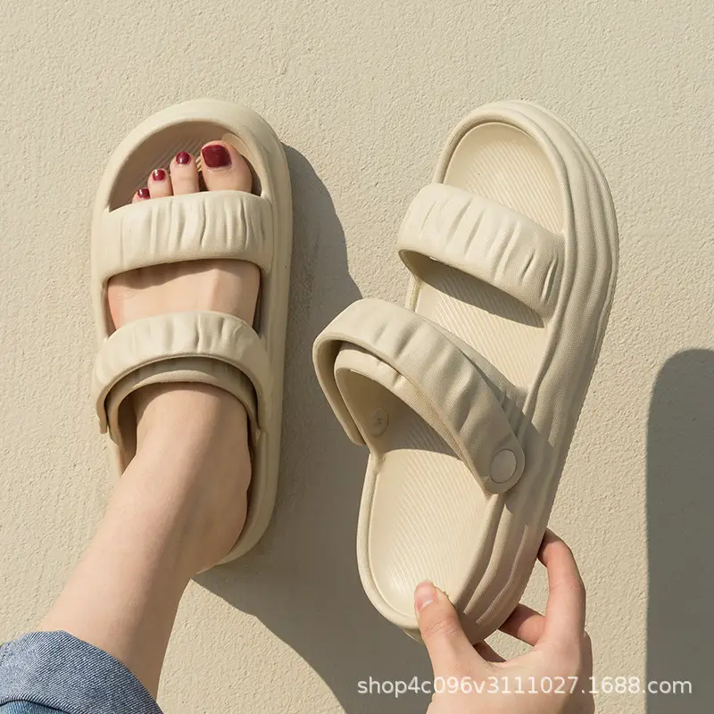 Women's Summer Non-Slip and Wear-Resistant Two-Wear Thick-Soled Beach Outdoor Slippers for Couples to Wear Outside - Image 3
