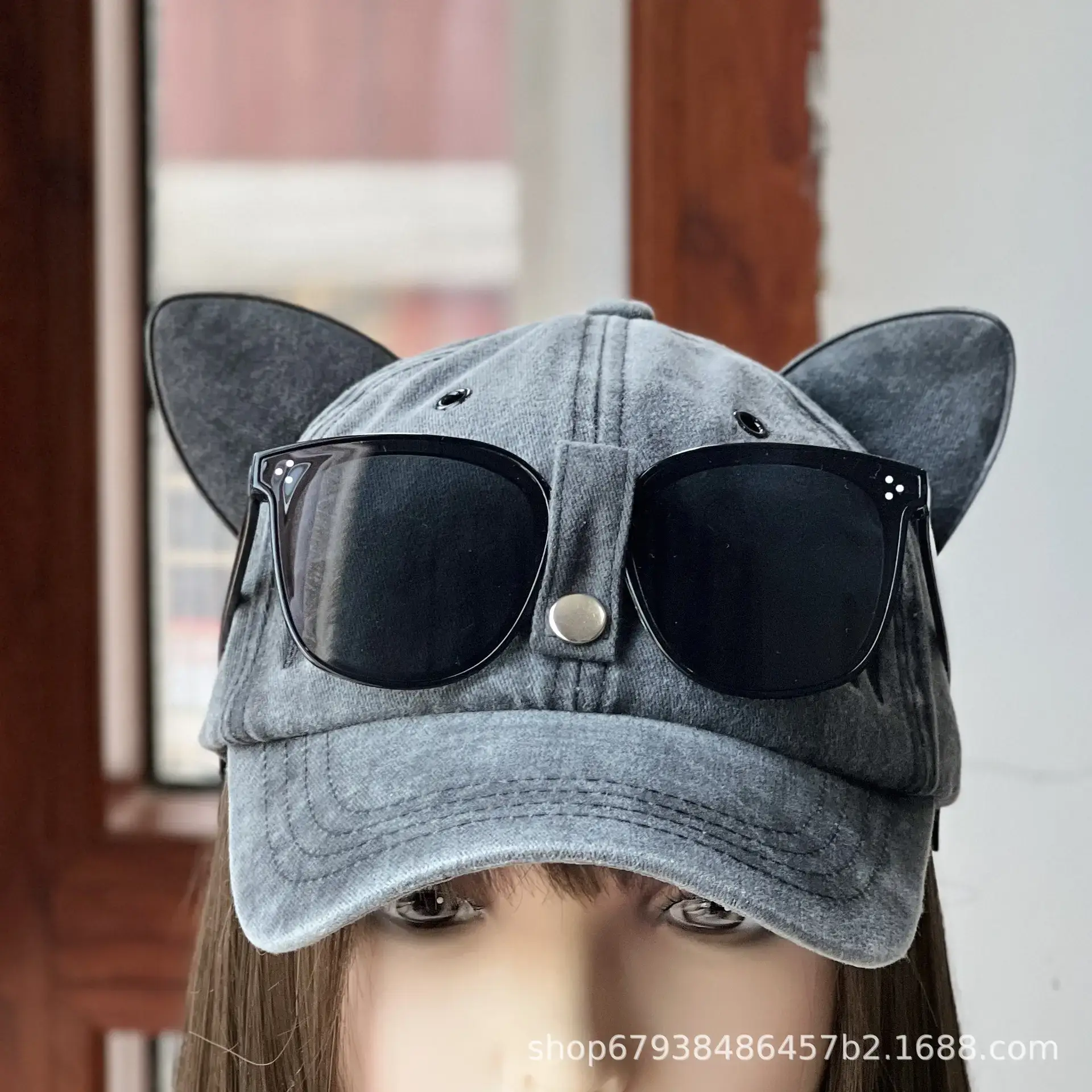Cat Ears Aviator Sunglasses Cap for Men Women Adjustable Baseball — feature 1
