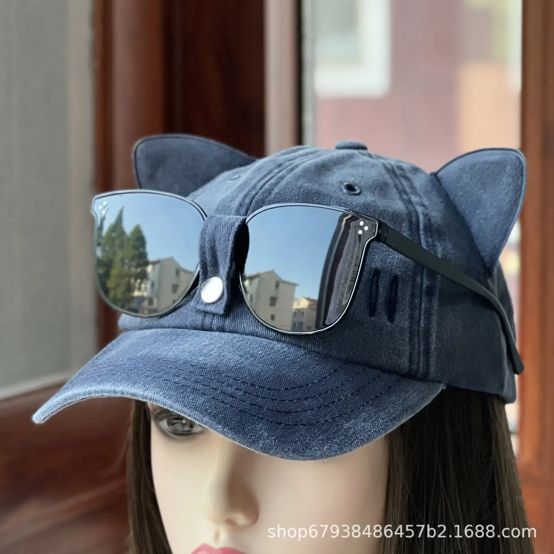 Cat Ears Aviator Sunglasses Cap for Men Women Adjustable Baseball — feature 2