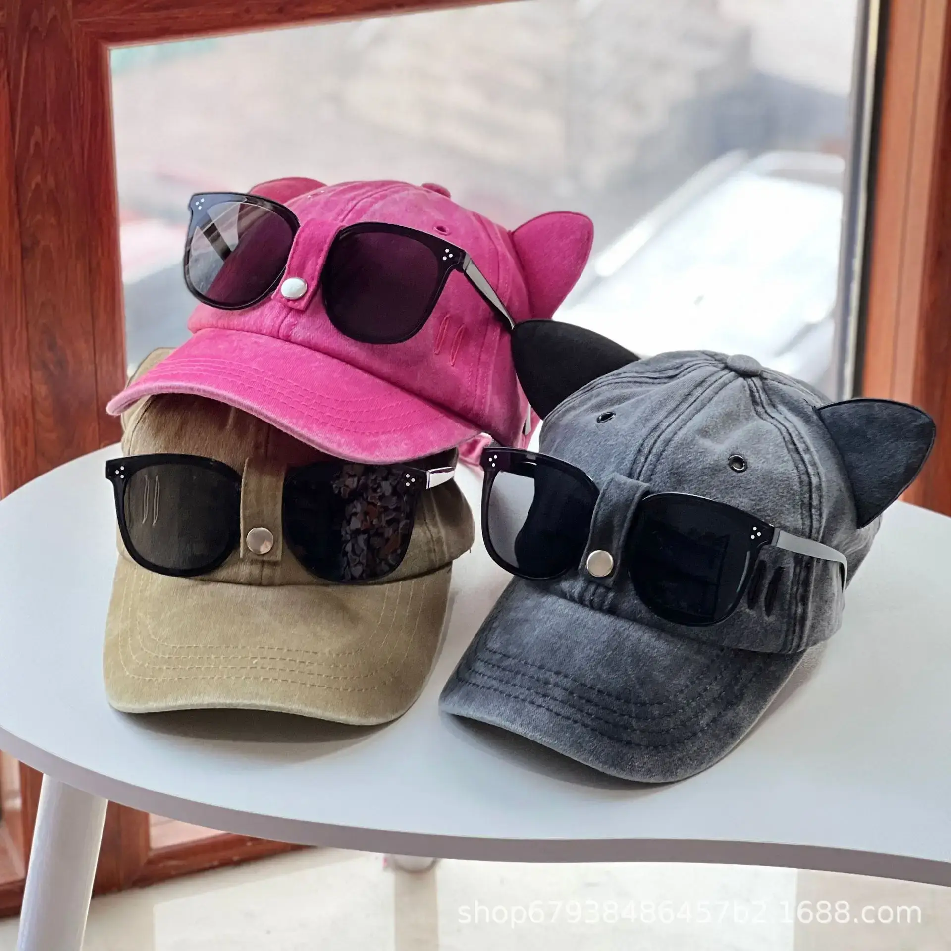 Cat Ears Aviator Sunglasses Cap for Men Women Adjustable Baseball — feature 9