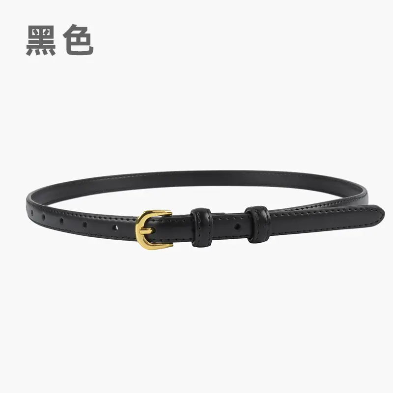 Women's Red Genuine Leather Belt with Gold Buckle