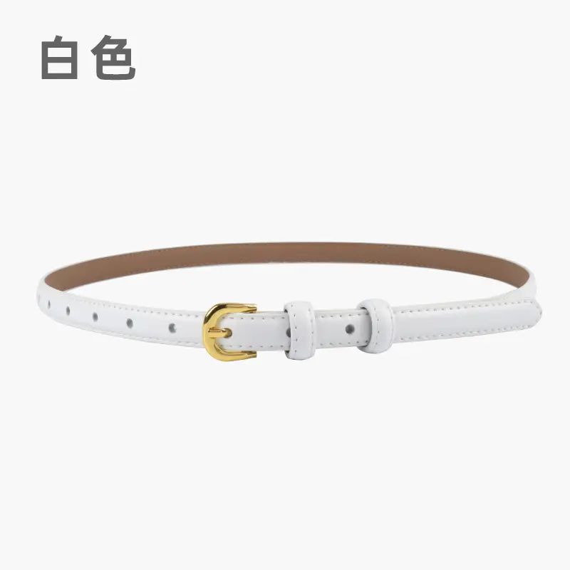 Women's Red Genuine Leather Belt with Gold Buckle - Image 3
