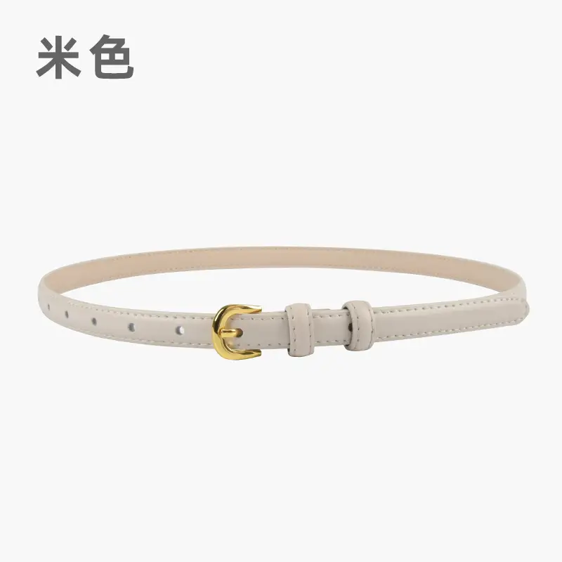 Women's Red Genuine Leather Belt with Gold Buckle - Image 4