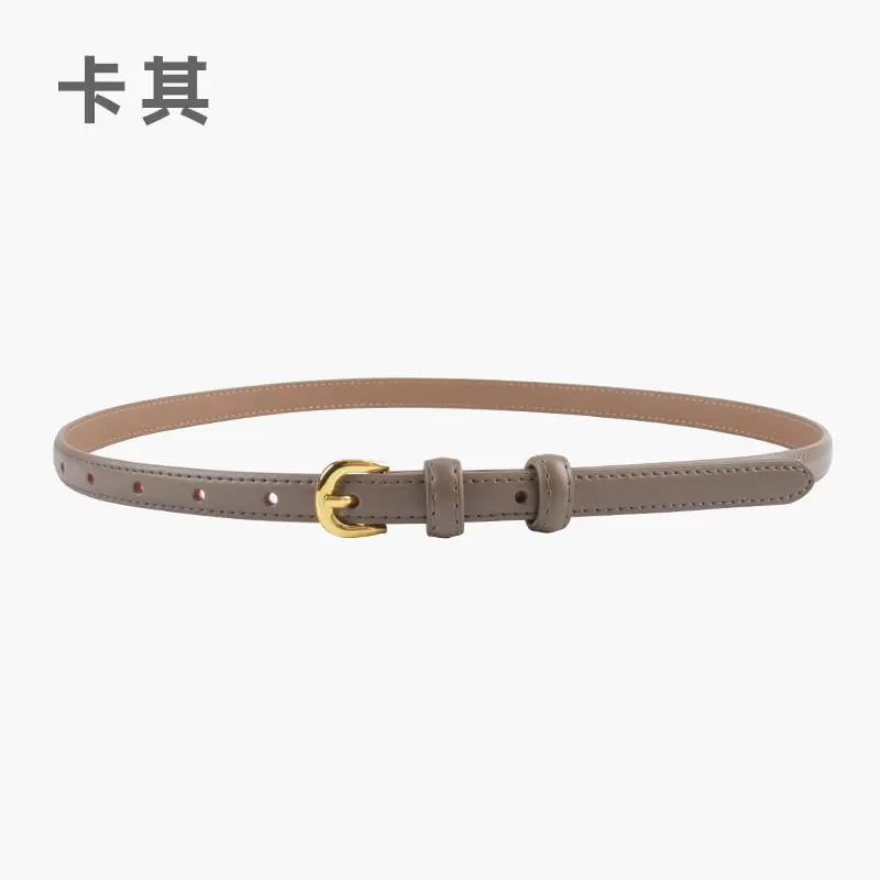 Women's Red Genuine Leather Belt with Gold Buckle - Image 5