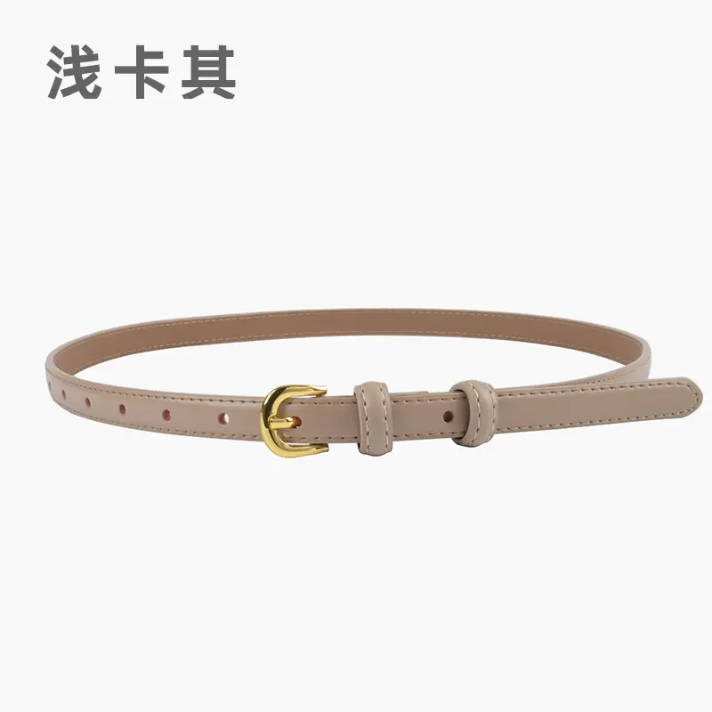 Women's Red Genuine Leather Belt with Gold Buckle - Image 6