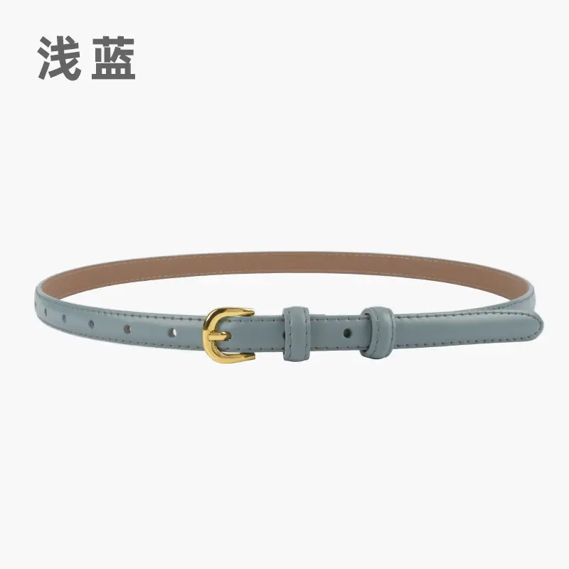 Women's Red Genuine Leather Belt with Gold Buckle - Image 8