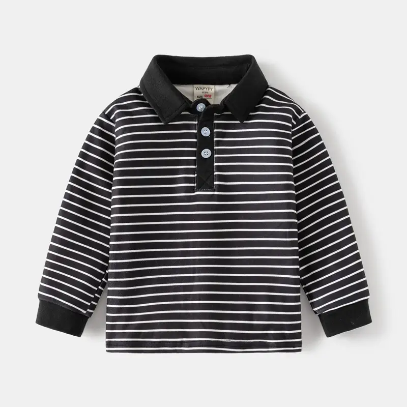 Children's Polo Shirt 2026 New Style Boys' Thickened Long-Sleeve T-Shirt with Collar Korean Version Baby Autumn Top Wholesale