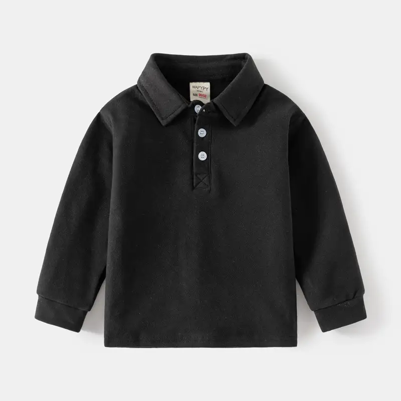 Children's Polo Shirt 2026 New Style Boys' Thickened Long-Sleeve T-Shirt with Collar Korean Version Baby Autumn Top Wholesale