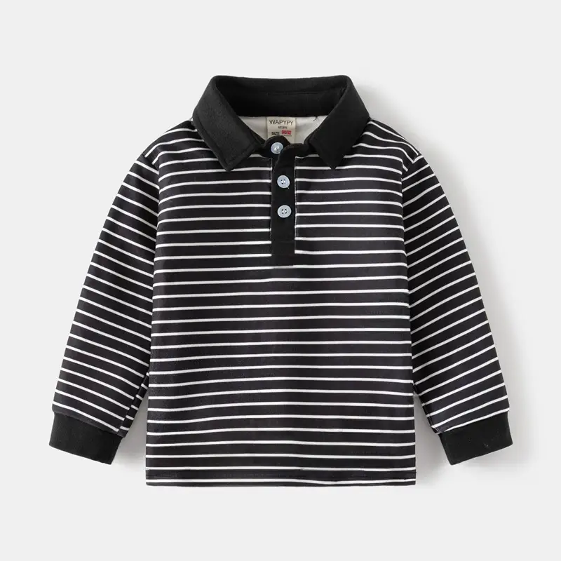 Children's Polo Shirt 2026 New Style Boys' Thickened Long-Sleeve T-Shirt with Collar Korean Version Baby Autumn Top Wholesale