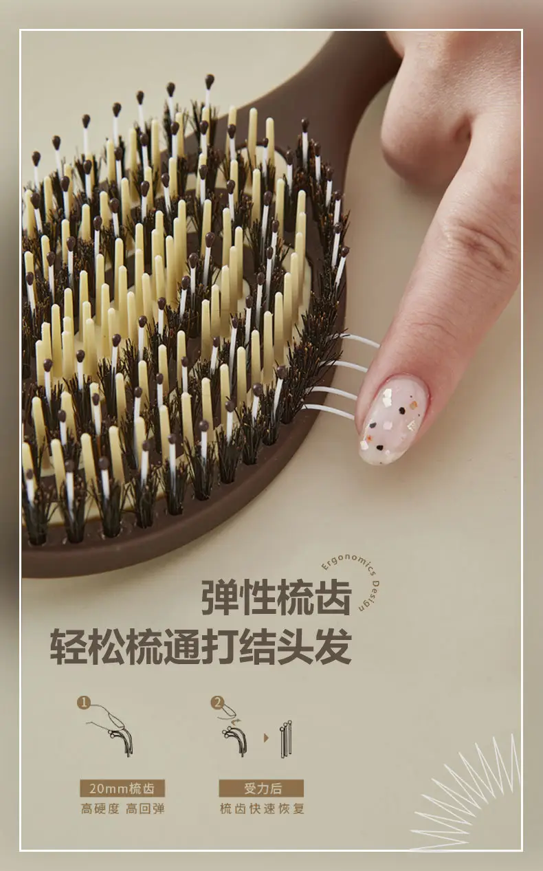 Ukiha Boar Bristle Hair Comb Detachable Portable Massage — feature 9