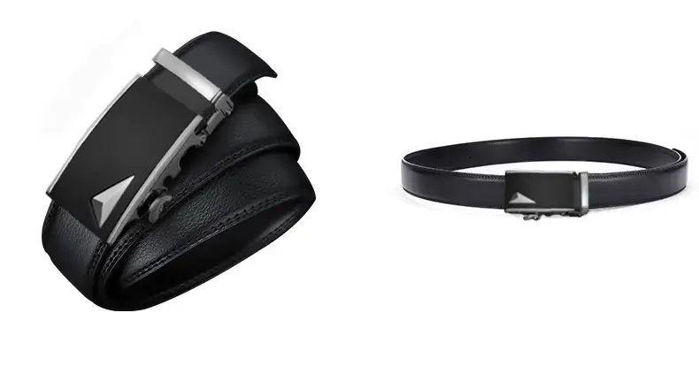 New Men's Black Leather Belt with Gold Buckle β feature 13