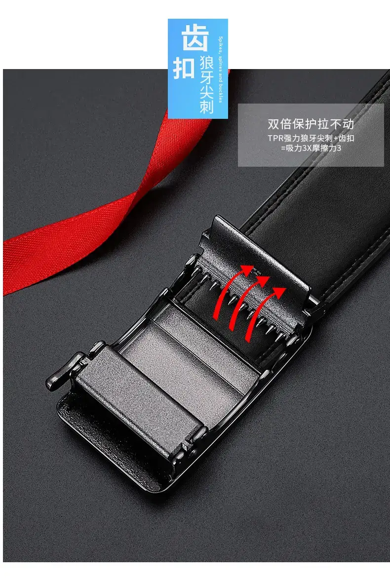 New Men's Black Leather Belt with Gold Buckle β feature 8