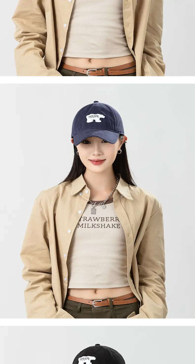 New Deepening Polar Bear 3D Patch Baseball Cap Female Brown — feature 13