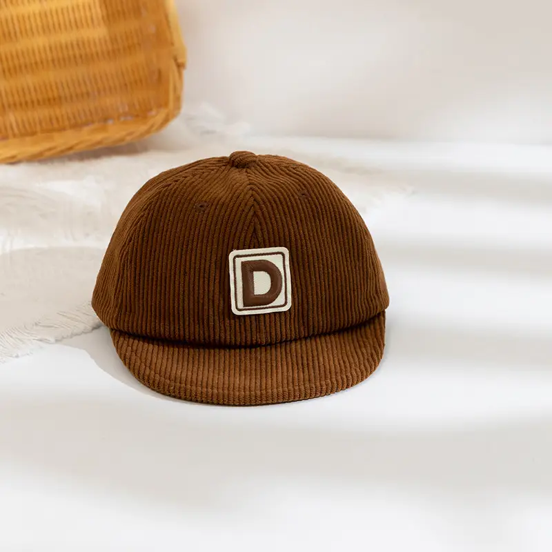 Brown Knitted Cap with Distinctive Letter Embroidery for Boys Girls - Image 3