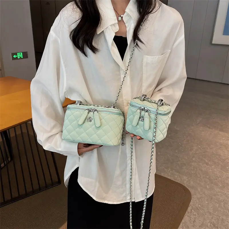 Pink Quilted Mini Shoulder Crossbody Bag for Women - Image 11