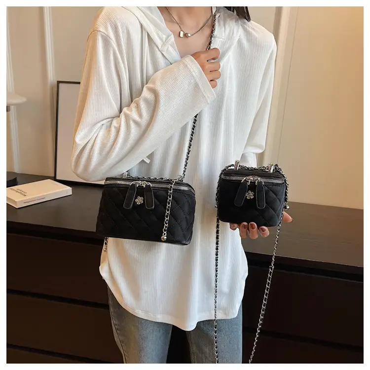 Pink Quilted Mini Shoulder Crossbody Bag for Women — feature 10