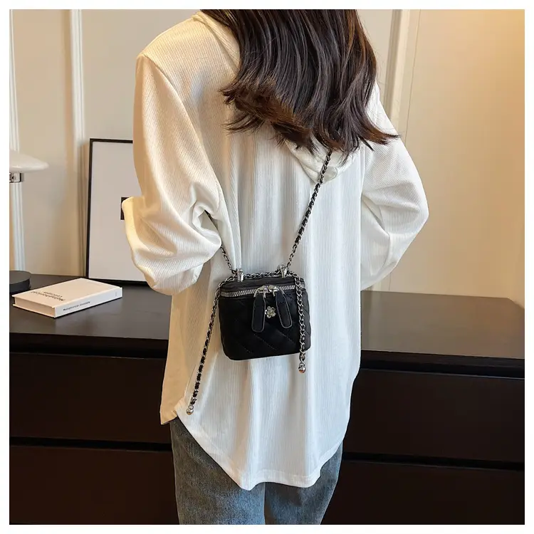 Pink Quilted Mini Shoulder Crossbody Bag for Women — feature 12