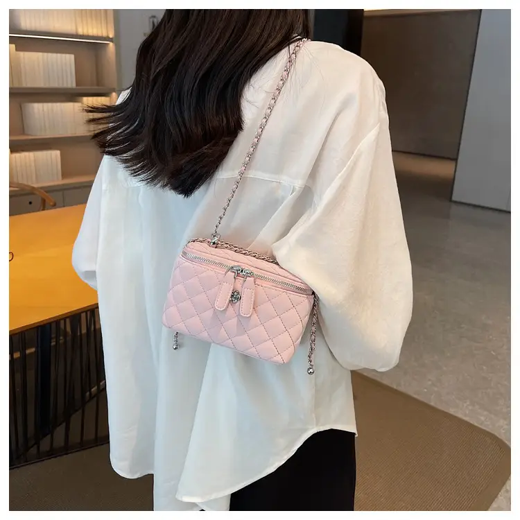 Pink Quilted Mini Shoulder Crossbody Bag for Women — feature 16