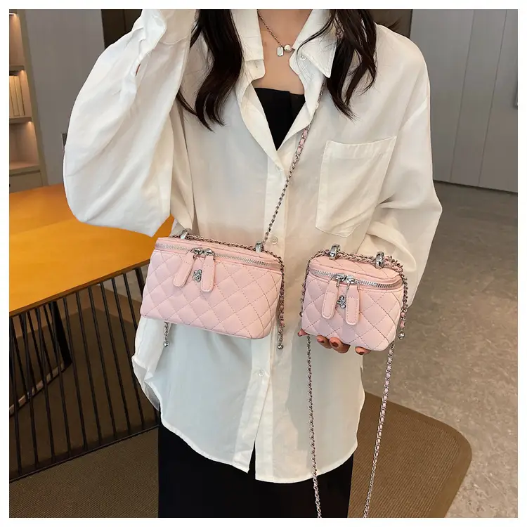 Pink Quilted Mini Shoulder Crossbody Bag for Women — feature 18