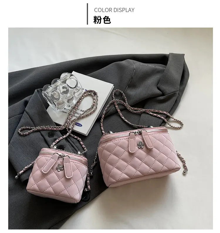 Pink Quilted Mini Shoulder Crossbody Bag for Women — feature 21