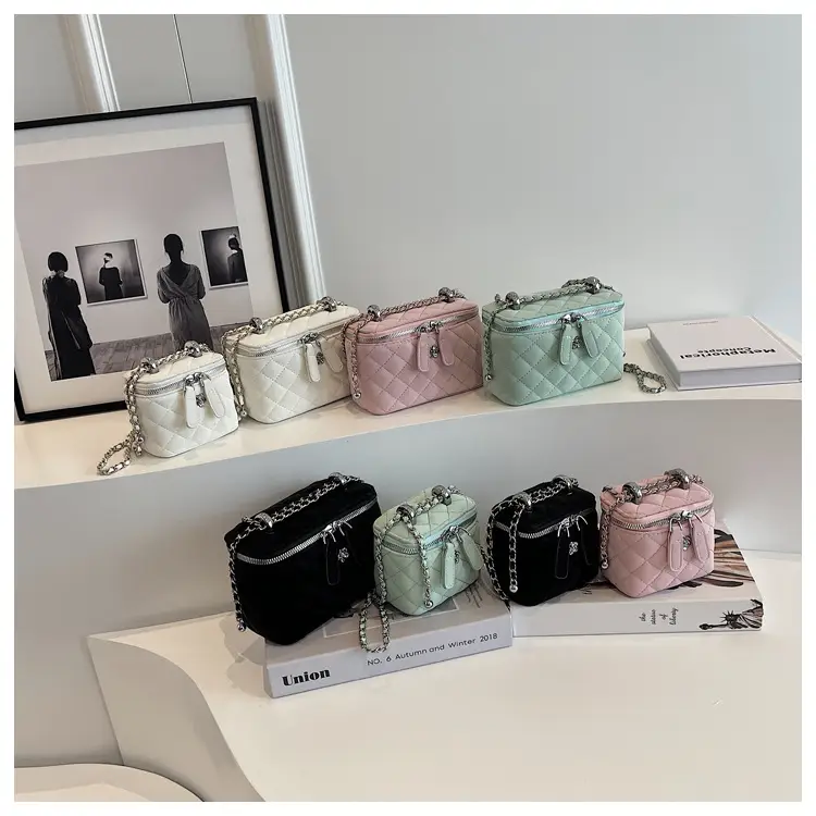 Pink Quilted Mini Shoulder Crossbody Bag for Women — feature 23