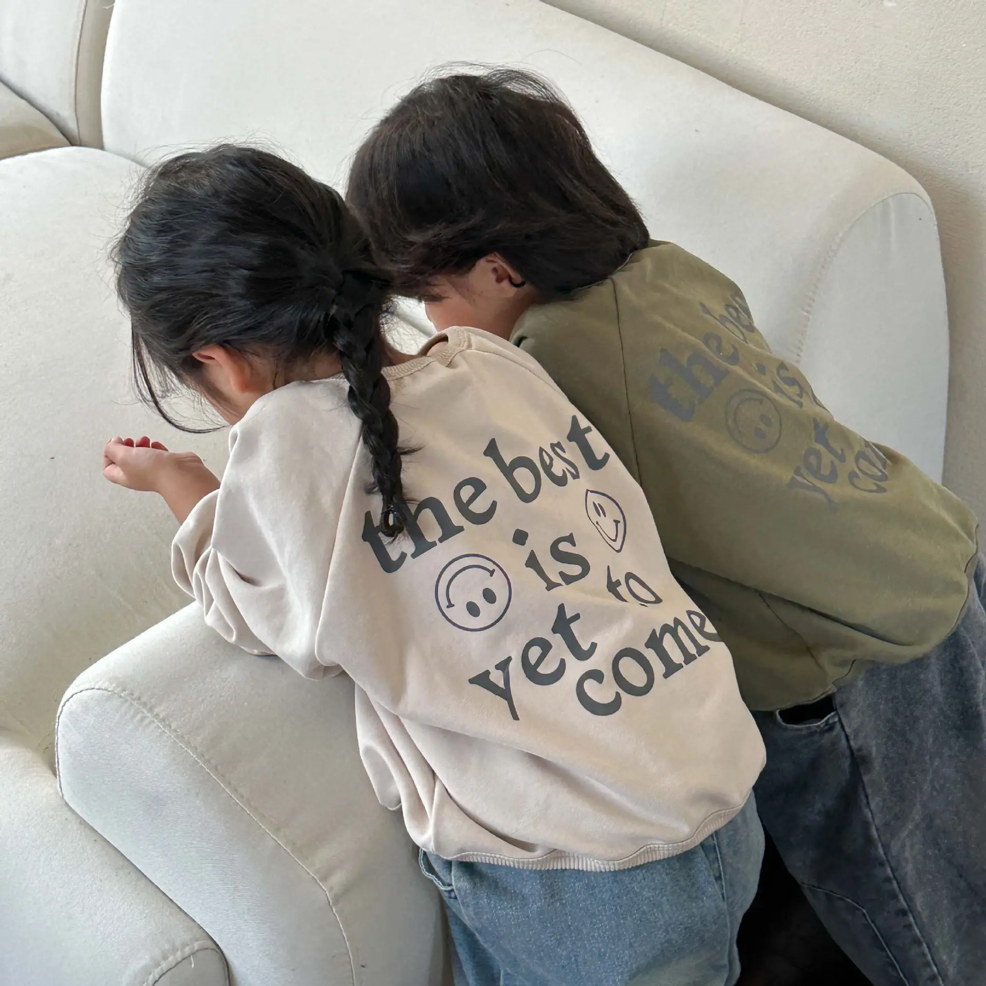 Girls Long Sleeve Sweatshirt Green Loose Fit 2026