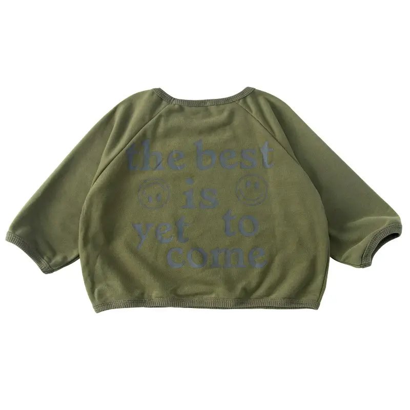 Girls Long Sleeve Sweatshirt Green Loose Fit 2026