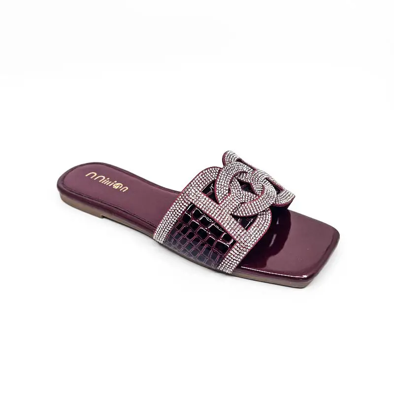 Cross-Border Flat Flip-Flops for Women, Rhinestone Square Toe African Shoes, Slipperswomenshoes, Comfortable — feature 12