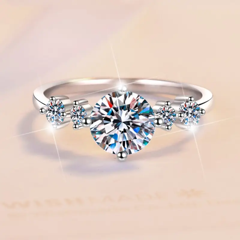 Moissanite Four Claw Ring Women Sterling Silver - Image 3