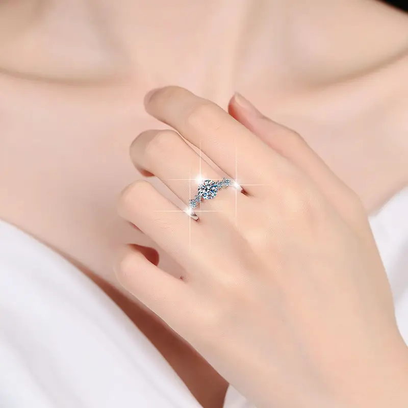 Moissanite Four Claw Ring Women Sterling Silver - Image 4